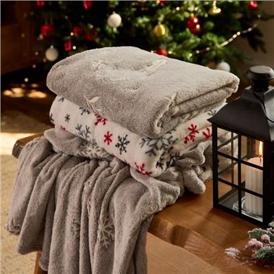 Плед светящийся в темноте «Этель. Снежинки», 150×200 см, корал-флис