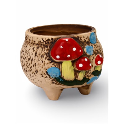 Декоративный горшок для цветов «Грибы», 7×7×7 см, керамический, Greengo