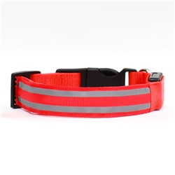 Ошейник с подсветкой Двойная полоса размер XL, ОШ 52-60×2.5 см, 3 режима свечения красный