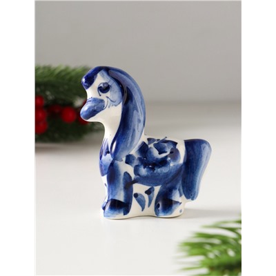 Фигурка фарфор «Лошадь Грива», 7.5×6.5×2.5 см, гжель