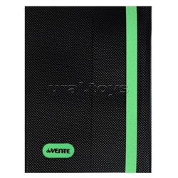 Папка на кольцах "MonoChrome" A4 (240x310x30 мм) 2 кольца Ø 25 мм, 650 мкм, с рельефной фактурой поверхностью, на 250 листов бумаги или 50 вкладышей, внутренний карман 160 мкм, непрозрачная черная с неновым зеленым