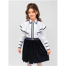 Блузка для девочки с бархатной окантовкой SP1301 (Белый)