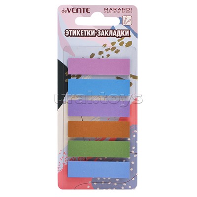 Набор самоклеящихся этикеток-закладок "Metallic" пластиковые металлизированные 44x12 мм, 6x20 листов, 6 цветов
