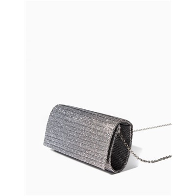 Сумка-клатч на магните, на серебристой цепочке, серебристая