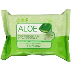 Farmstay, Aloe Moisture Soothing Cleansing Tissue, 30 Sheets, 120 ml