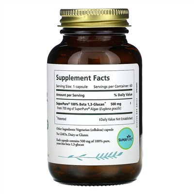 Pure Synergy, SuperPure, бета 1,3-глюкан, экстракт водорослей, 60 капсул