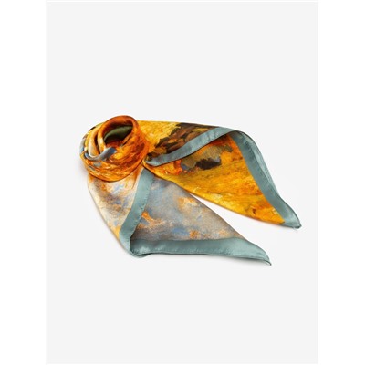 Платок женский MINAKU, размер 70×70 см, оранжевый, голубой