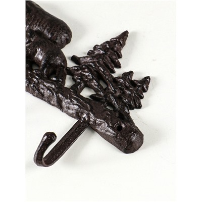 Настенные крючки декоративные «Медведь с медвежонком в лесу», чугун, 14.5×33×2.5 см