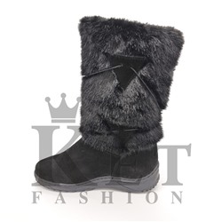 Женские унты, черные, замша, литая подошва