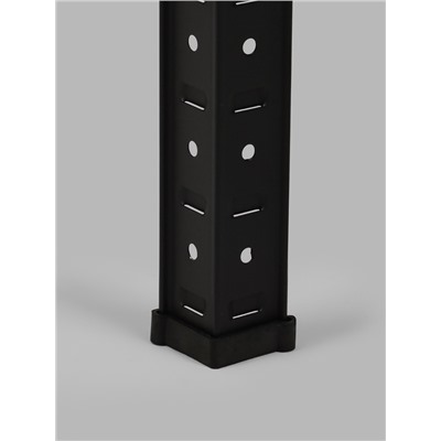 Стеллаж металлический для склада напольный, 4 полки, дерево, 150×70×30 см, чёрный