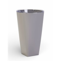 Горшок для цветов «Грейс», d=15 см, h=25 см, с фитильным поливом, со вставкой, серый