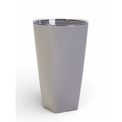 Горшок для цветов «Грейс», d=15 см, h=25 см, с фитильным поливом, со вставкой, серый