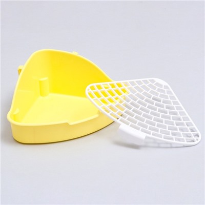 Туалет для кроликов и хорьков «Пижон», 24×18×11 см, угловой, пластик, жёлтый