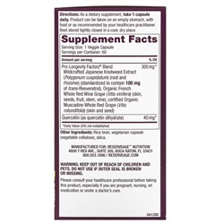 ReserveAge Nutrition, Resveratrol, 100 mg, 60 Veggie Capsules