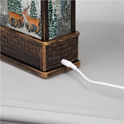 Светодиодная фигура «Олени в лесу» 14×24×8 см, пластик, батарейки ААх3 (не в комплекте), USB, свечение тёплое белое