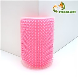 Массажер - чесалка на угол с кошачьей мятой для кошек, размер S, 13.5×9×5 см, розовый