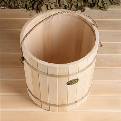 Ведро - запарник для бани и сауны, 18 л, липа, пластиковая вставка, ручка - верёвка, «Добропаровъ»