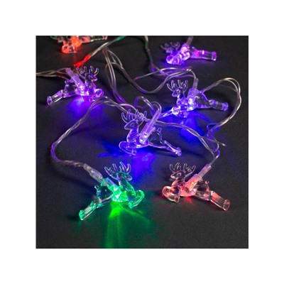 Гирлянда «Нить» 5 м с насадками «Олени», IP20, прозрачная нить, 20 LED, свечение мульти (RG/RB), мигание, 220 В