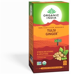 Organic India Tulsi Ginger / Тулси Напиток на Основе Листьев Священного Базилика c Имбирём 25 Чайные пакетики