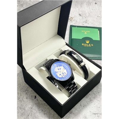 Подарочный набор для мужчины часы и браслет + коробка #22853433