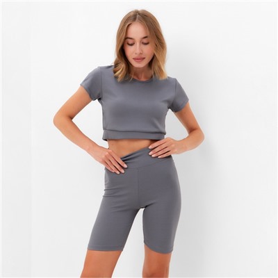 Костюм женский (топ, велосипедки) MINAKU, цвет графит, размер 42