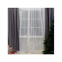 Гирлянда «Занавес» 2.8×3 м роса на крючках, с пультом, IP20, серебристая нить, 300 LED, свечение тёплое белое, 8 режимов, USB