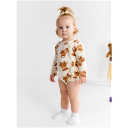 Боди с длинным рукавом «Крошка Я. Медвежата», рост 74-80, бежевый