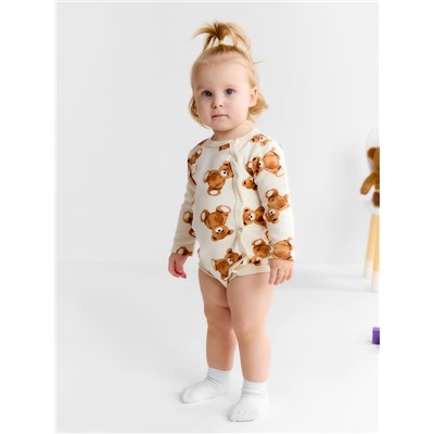 Боди с длинным рукавом «Крошка Я. Медвежата», рост 74-80, бежевый