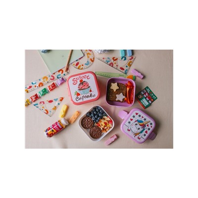 Ланч - бокс в школу IDEA «Единорог», 2 отделения, 400+400 мл, пластик, сиреневый