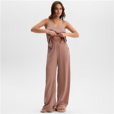 Пижама женская (майка, брюки) KAFTAN Silk, размер 48, пудровая