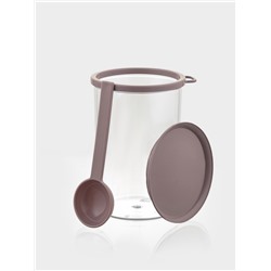 Банка для сыпучих продуктов Полимербыт, 700 мл, с ложкой, прозрачная, пластик, МИКС