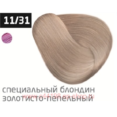 OLLIN PERFORMANCE 11/31 специальный блондин золотисто-пепельный 60мл Перманентная крем-краска для во