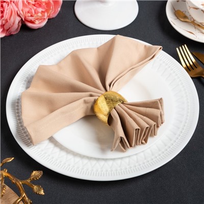 Набор салфеток с декоративными кольцами Beige pleasure, 40×40 см - 4 шт., 100% хлопок, саржа 190 г/м²