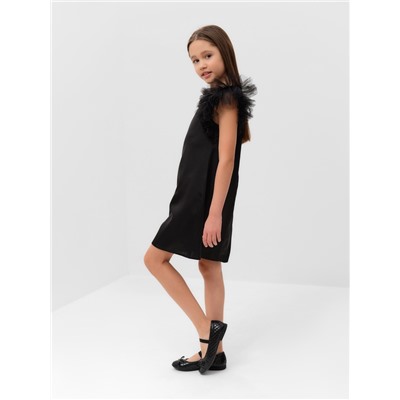 Платье нарядное для девочки MINAKU: PartyDress, прямое, с крылышками, рост 152-158 см, чёрное