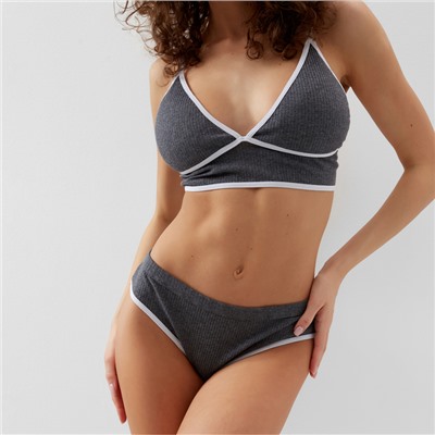 Комплект нижнего белья женский (топ, трусы) Collorista, тёмно-серый, размер 46-48