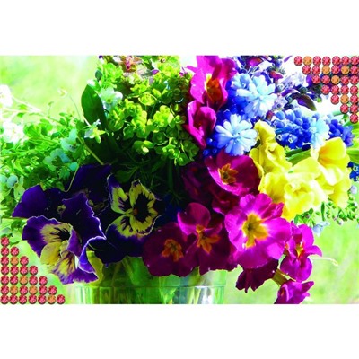 Алмазная мозаика с полным заполнением на холсте «Букет», 22×32 см
