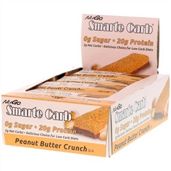 NuGo Nutrition, Smarte Carb Bar, Peanut Butter Crunch, 12 Bars, 1.76 oz (50 g) Each