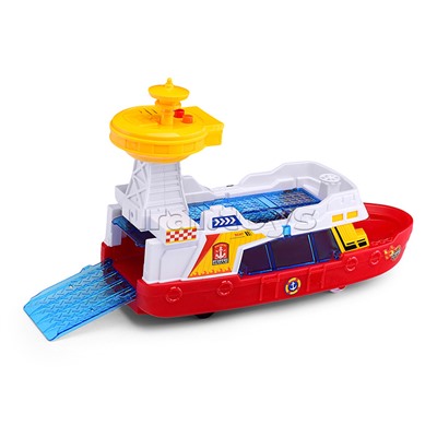 Катер "Гавань" на батарейках, с машинками, в коробке