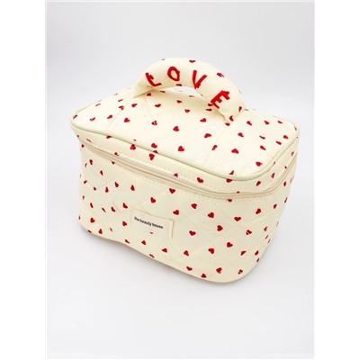 “‣”  COSMETIC BAG - КОСМЕТИЧКА ТКАНЕВАЯ "LOVE" В КРАСНОЙ ГАММЕ
