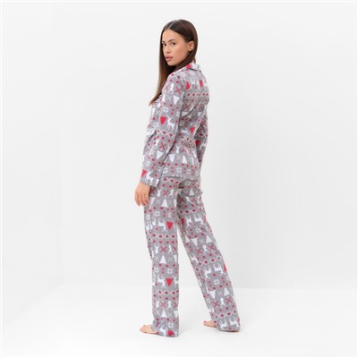 Пижама новогодняя женская (рубашка, брюки) KAFTAN «Скандинавия», размер 52-54