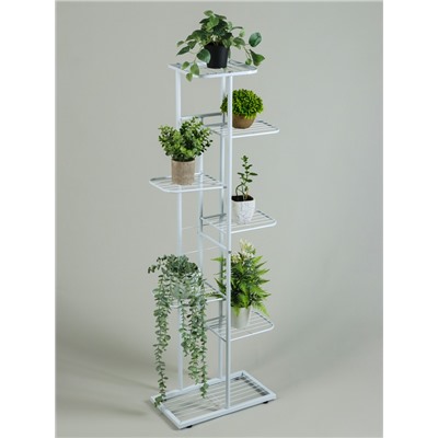 Подставка для цветов Greengo, 7 полок, 43×22×126 см, напольная, металл, белая