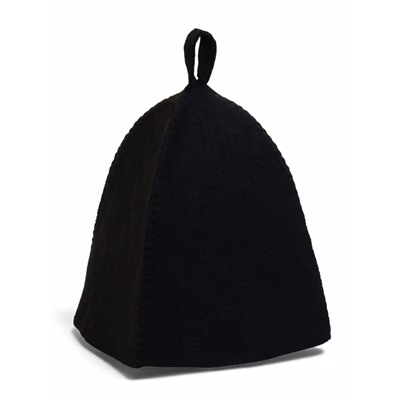Шапка для бани и сауны, полиэфир 70%, шерсть 30%, с прямым низом, чёрная