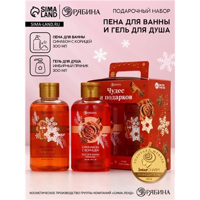 Подарочный набор новогодний женский «Чудес и подарков»: гель для душа и пена для ванны, 2×300 мл, Чистое счастье