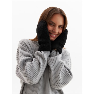 Варежки меховые женские MINAKU 25 см чёрные