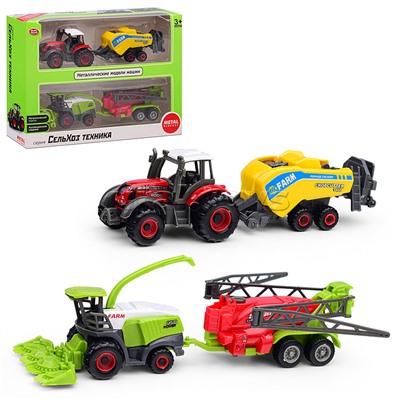 Трактор "Сельхозтехника" с прицепом (в ассортименте) в коробке