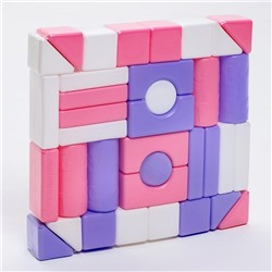 Кубики детские, пластиковые, цветные, 36 штук, 6 × 6 см, цвет розовый