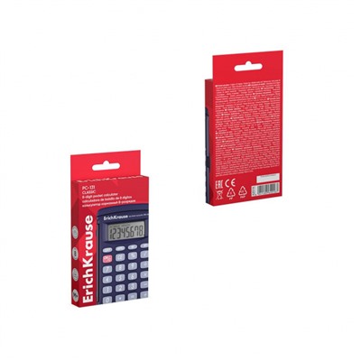 Калькулятор  8 разрядов 94х60 мм PC-131 Classic синий карманный 62016 ErichKrause