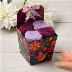 Салфетки махровые декоративные «Этель. 8 Марта», 4 шт., 30×30 см, 100% хлопок, бордовые/сиреневые