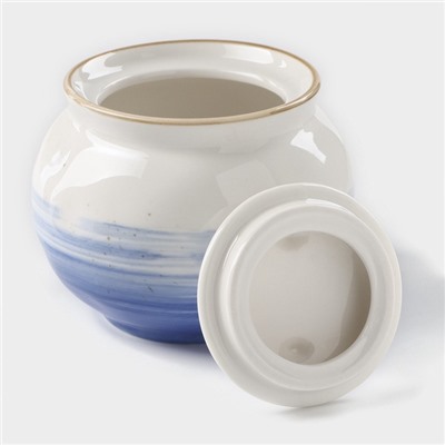 Сахарница с крышкой Доляна «Космос», 400 мл, фарфор, синяя