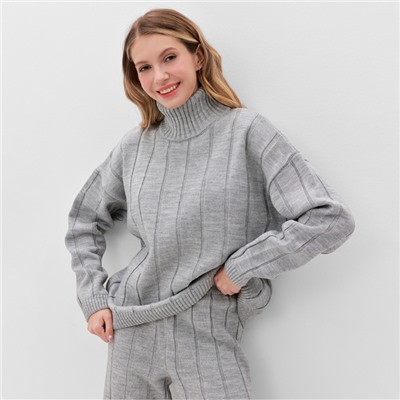 Костюм женский (джемпер, брюки) MINAKU: Knitwear Collection, размер 42-44, светло-серый